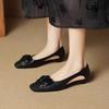 Retro Leather Square Head Hollow Flower One Pedal Bag Head Sandals Women's 2025 New Summer Single Shoes Flat Sandals