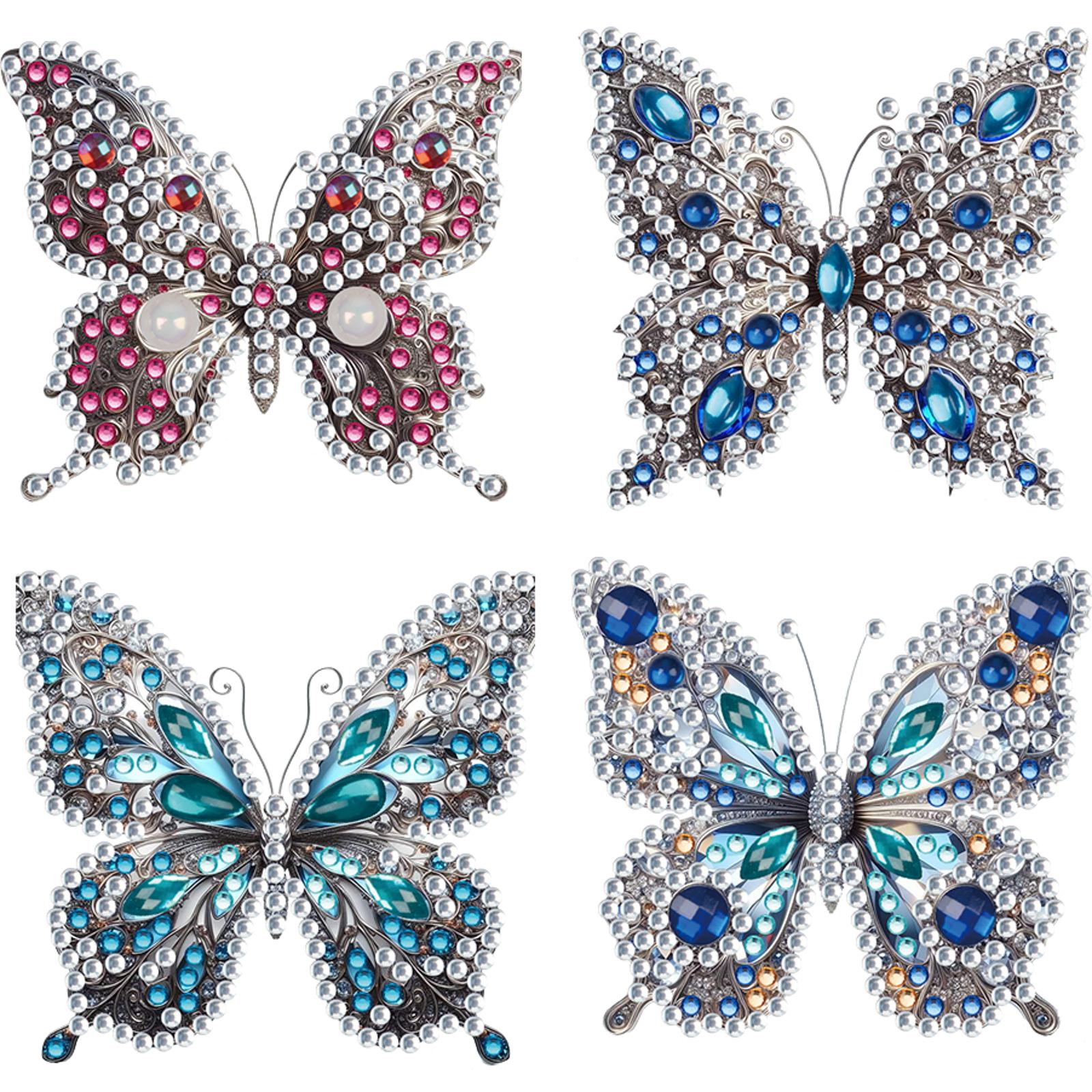 4Pcs Diamond Painting Brooch Rose DIY Diamond Pins Diamond Painting Brooch Jewelry Kit for Wedding Party Gift