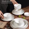 Pure White Ceramic Dishware Set: American Style Thickened Bowls, Plates, and Small Dishes - 2025 Edition.