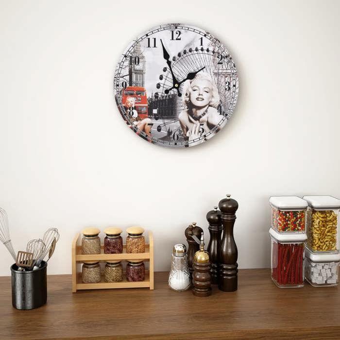 VidaXL Horloge Murale Vintage, Pendule Murale, Décoration de Chambre à Coucher Cuisine Bureau Salon Maison Intérieur, 50628