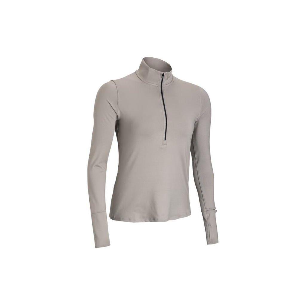 Under Armour Coldgear® Base Solid Color Casual Stand Collar 1/2 Zip Running Sports Long Sleeve T-Shirt Women tops Buffalo Khaki 1379349-203