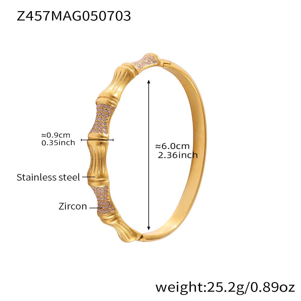 18K Goldbeschichteter Edelstahl Zirkon Geometrisches Offenes Armreif-Set