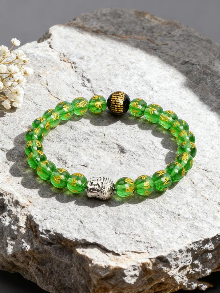 Colorful Crystal Six Syllable Mantra Beads Bracelet Natural Stone Prajna Paramita Heart Sutra Retro Buddha Head Energy Jewelry