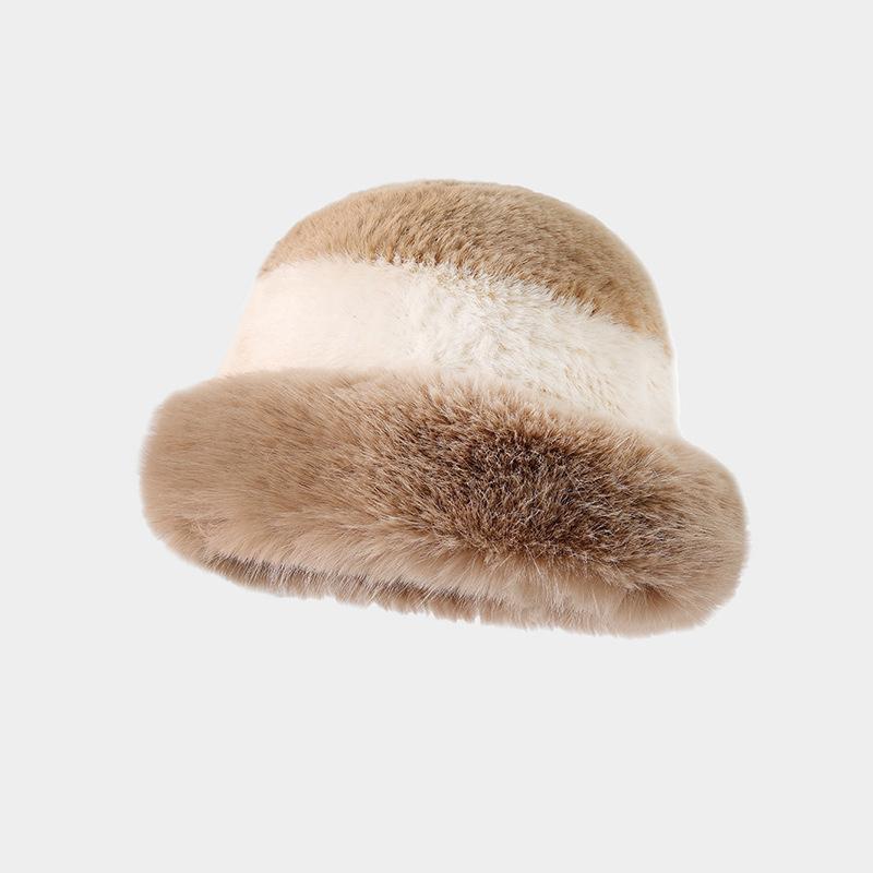 

Женская зимняя плюшевая шляпа-рыбачка в корейском стиле, утолщенная теплая хлопковая шляпа, подчеркивающая лицо, маленькая, из искусственного кроличьего меха, непродуваемая плюшевая шляпа, толстая One Size