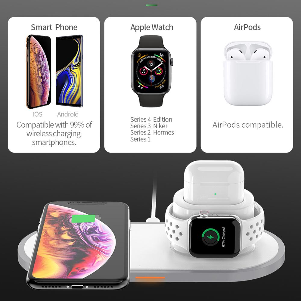 Buy Qi Wireless Charger Pad (For Iphone 12) 11 Pro X Xs Max Xr (For Apple  Watch) 6 5 4 3 2 Airpods 10W Fast Charging (For Samsung S10) at affordable  prices —