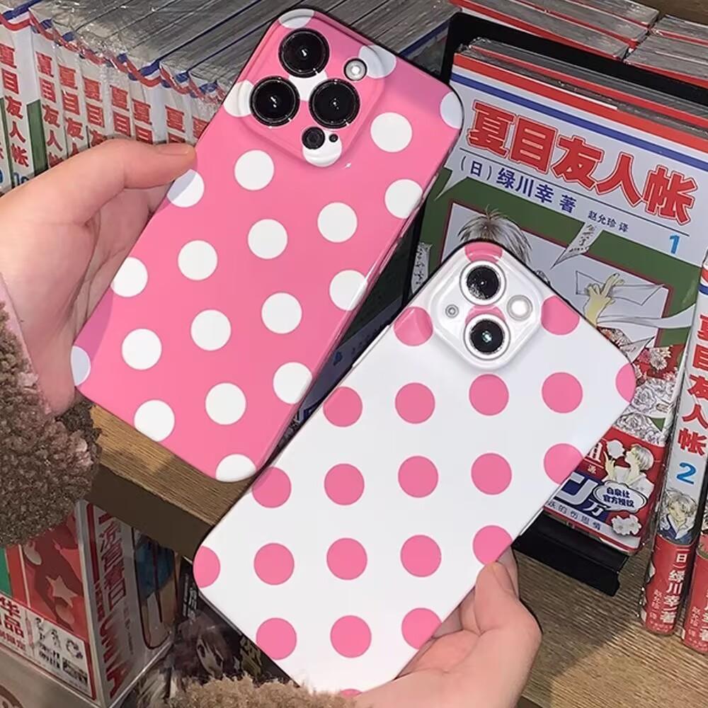 Fashion Cute Polka Dot Phone Case For IPhone 17 16 15 14 13 12 11 Air Pro Max XS XR XSMax 6 7 8 Plus Glossy Film Hard PC Cover