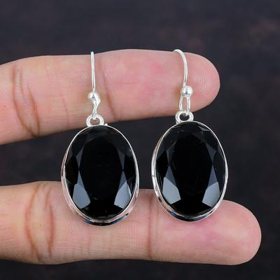 Faceted Black Onyx Earrings Gemstone Earring 925 Sterling Silver Earring Handmade Jewelry Drop Earrings Dainty Silver Jewelry Gifts For Wife
