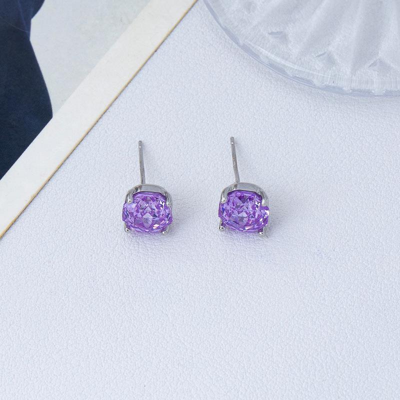 S911 Silver Needle Rose Cut Zircon Stud Earrings Women's Light Luxury High-end Earrings Niche Ear Hole Small Earbone Stud Earrings