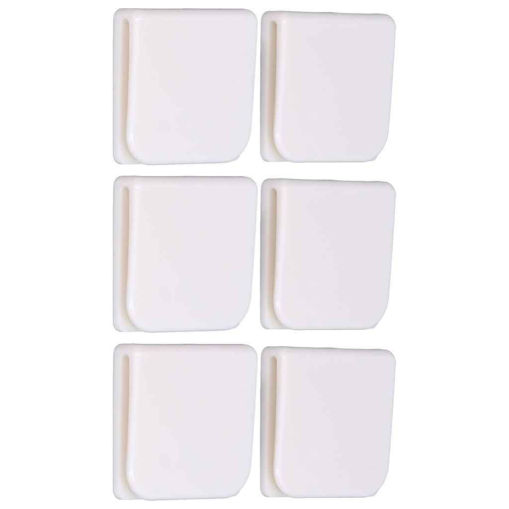 6Pcs Set Shower Splash Curtain Clips White Self Adhesive 4.5x5cm for Home Bathroom Bedroom Living Room Kitchen