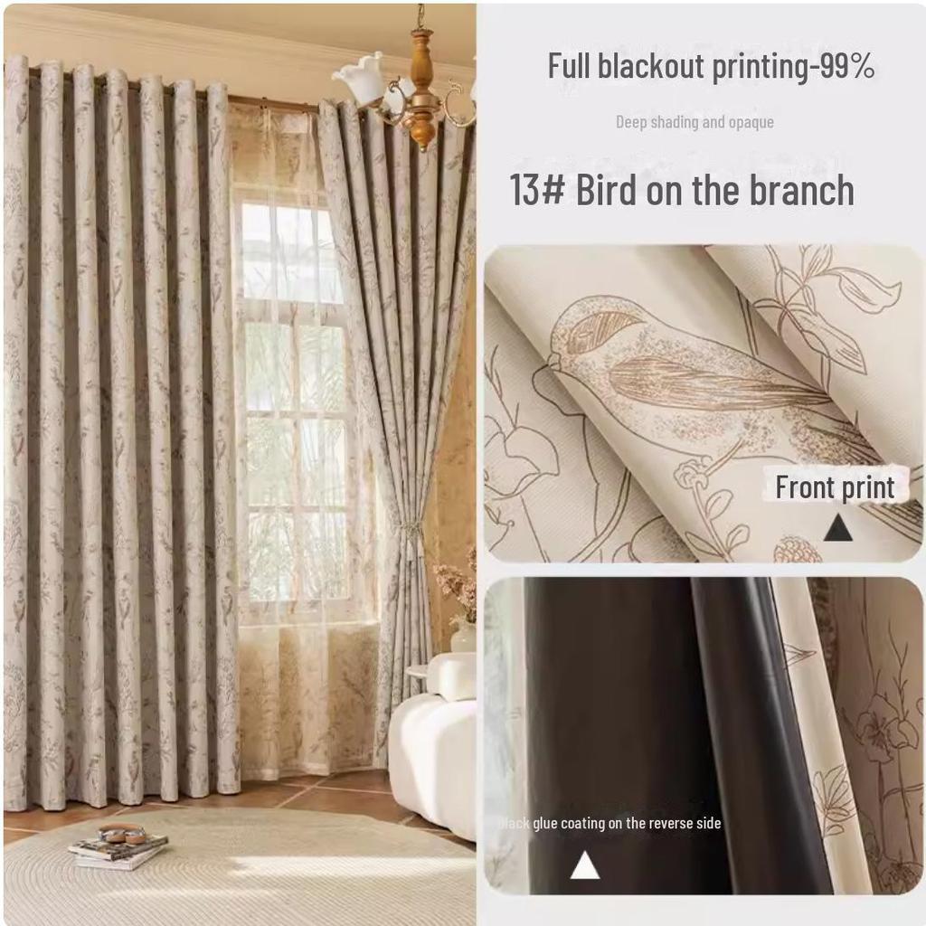 Nordic Blackout Curtains - Modern Bedroom/Living Room Full Blackout with Printed Design