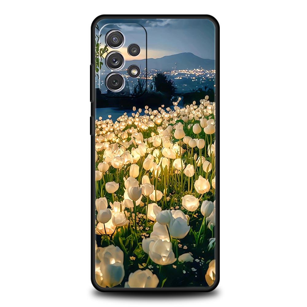 Flower Sea Pink Cherry Case for Samsung A57 A37 A51 A71 A21S A17 A11 A15 A25 A41 A23 A33 A53 A73 A07 A05S A13 A35 A55 5G Cover
