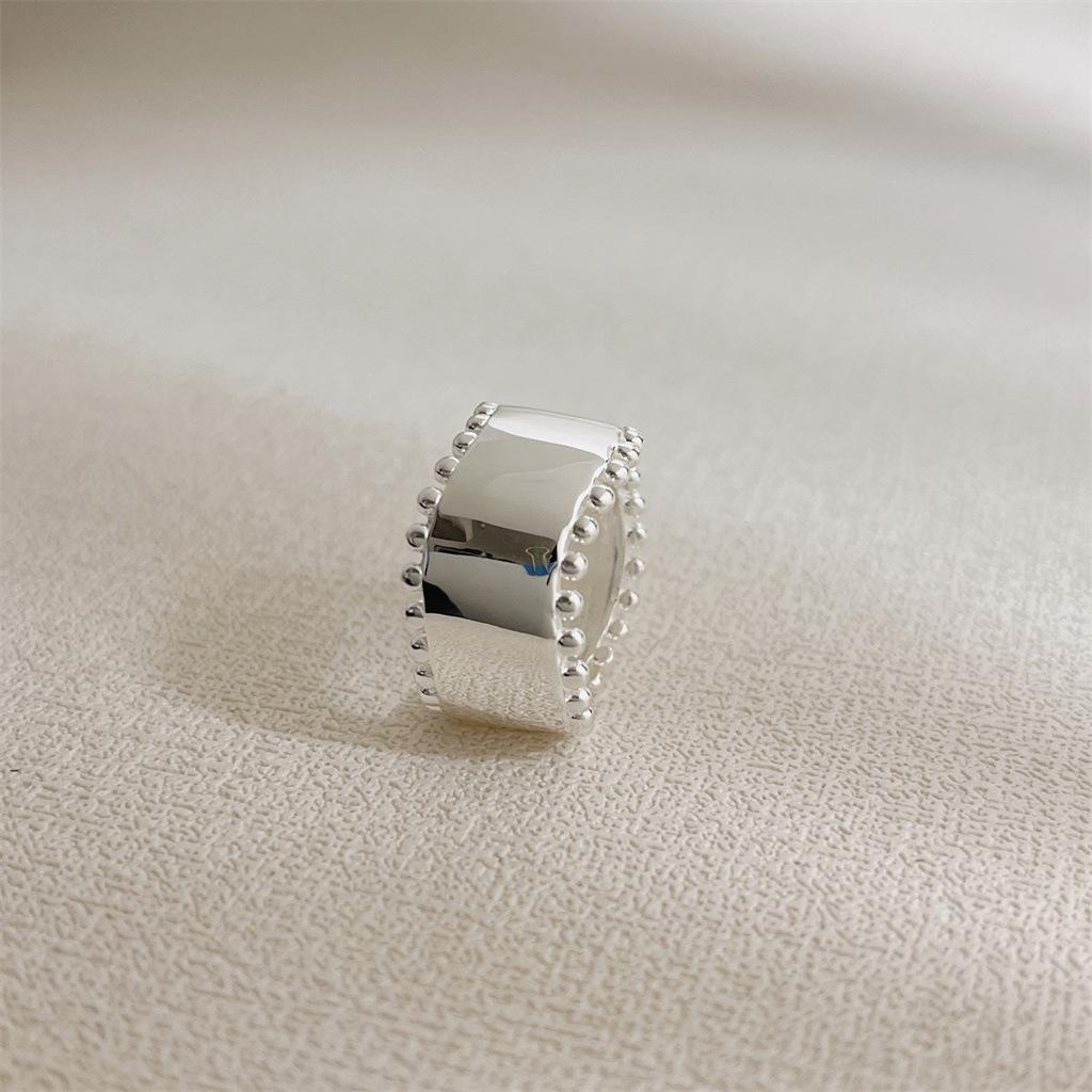 BFClub Silver Color Irregular Ring Female Wide Dots Open Simple Retro Style Handmade Rings Jewelry Birthday Gift