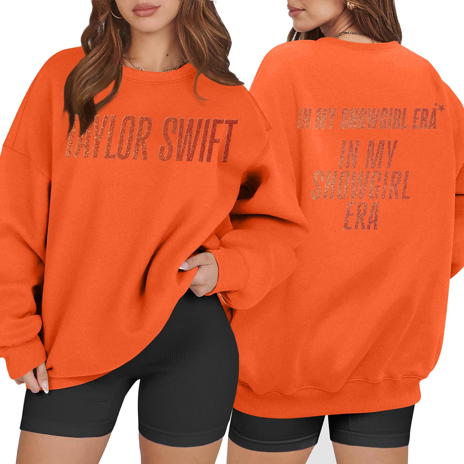 

Женский повседневный модный свитшот с длинным рукавом, принтом и круглым вырезом XL оранжевый