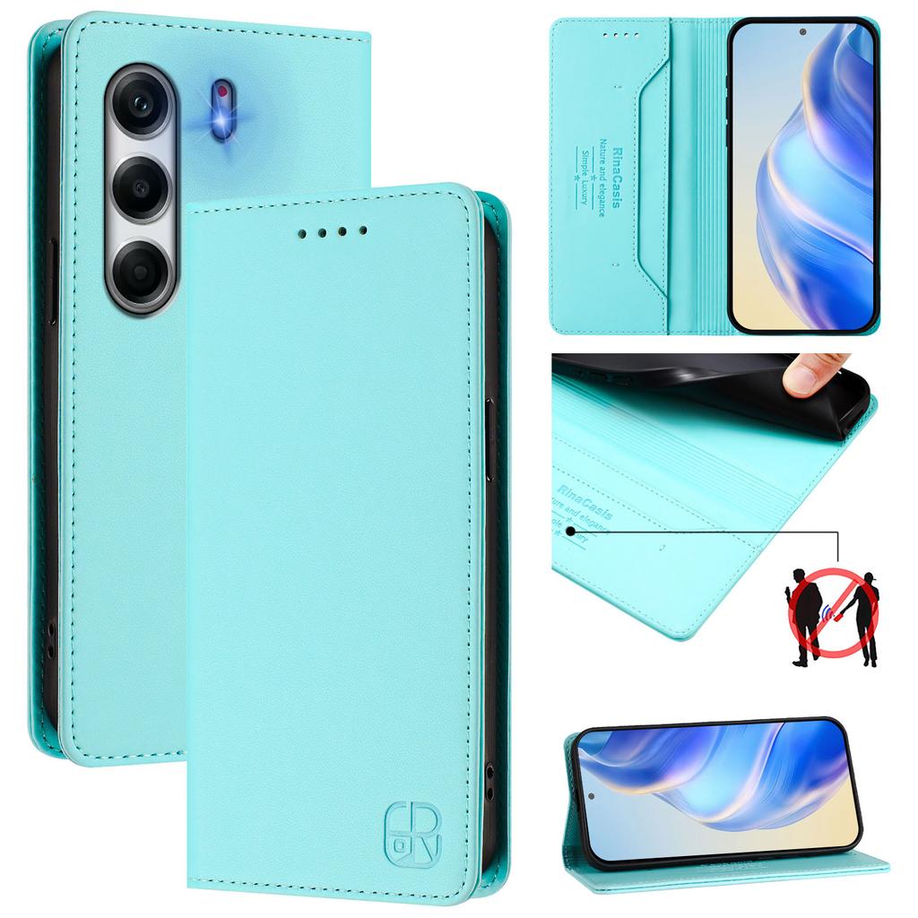For TECNO Camon 40 Pro 4G Leather Case RINACASIS RC01 Phone Cover with RFID Blocking Wallet Stand