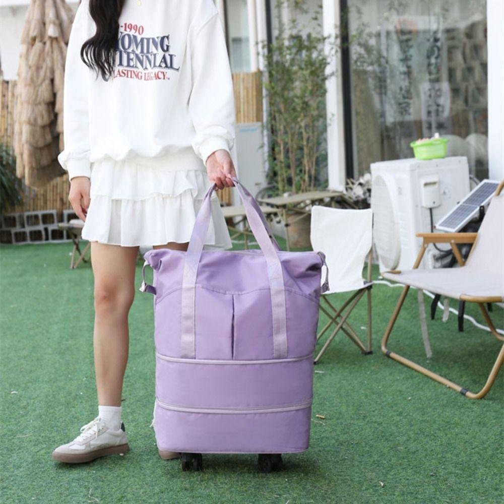 Expandable Rolling Duffle Bag with Wheels Foldable Travel Luggage Bag for Women and Men