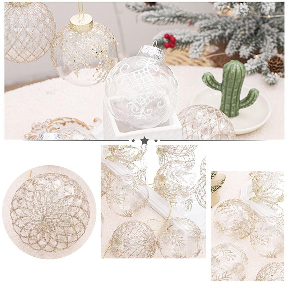 9PCS New 9cm Christmas Tree Balls Color Print Home Decor Hanging Balls PET Navidad Xmas Ball Pendant New Year