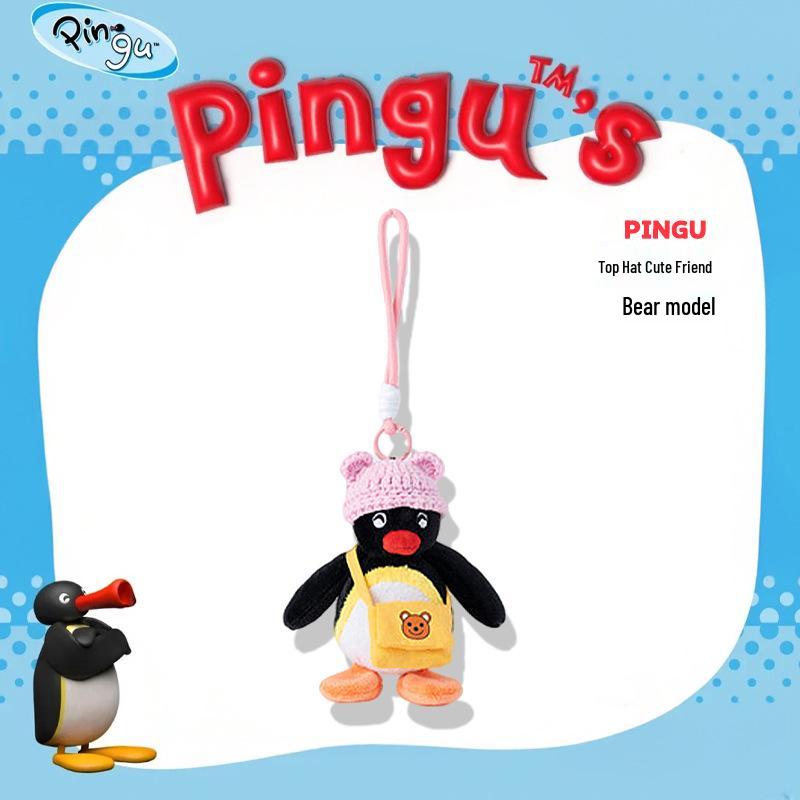 Pingente de Pelúcia Chapéu de Coco Original de Pinguim Boneca Pingente para Mochila Chaveiro Presente