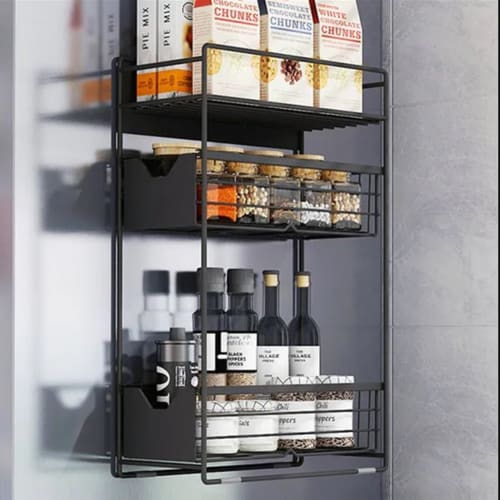 UYTON Multifunctional Washing Machine/Refrigerator Storage Rack, 30x15x50cm, Refrigerator Side Rack, Magnetic Spice Rack, 3-Tier Drawer Shelf, Spice R