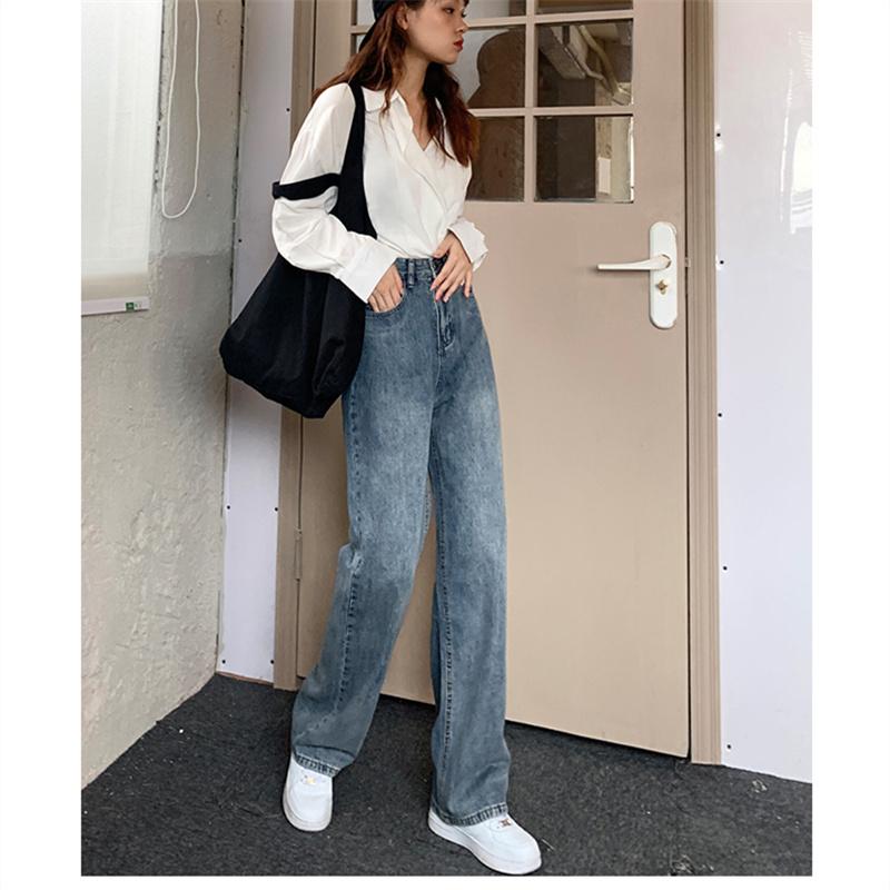 Winter Thick Warm Fleece Straight Jean Pants Vintage Jeans Woman's High Waist 2022 Blue Wide Leg Denim Trouser Baggy Casual