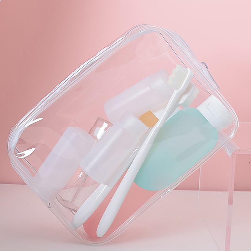 Clear Makeup Bag With Zippers Transparent Makeup Organizer Cosmetic Makeup Bags For Vacation Business Trip Airport Bathroom