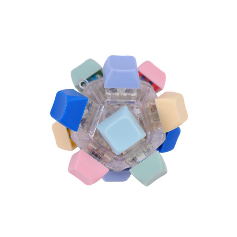 Colorful ball luminous button pinch music decompress finger decompression keychain Rubik's cube car key toy cartoon