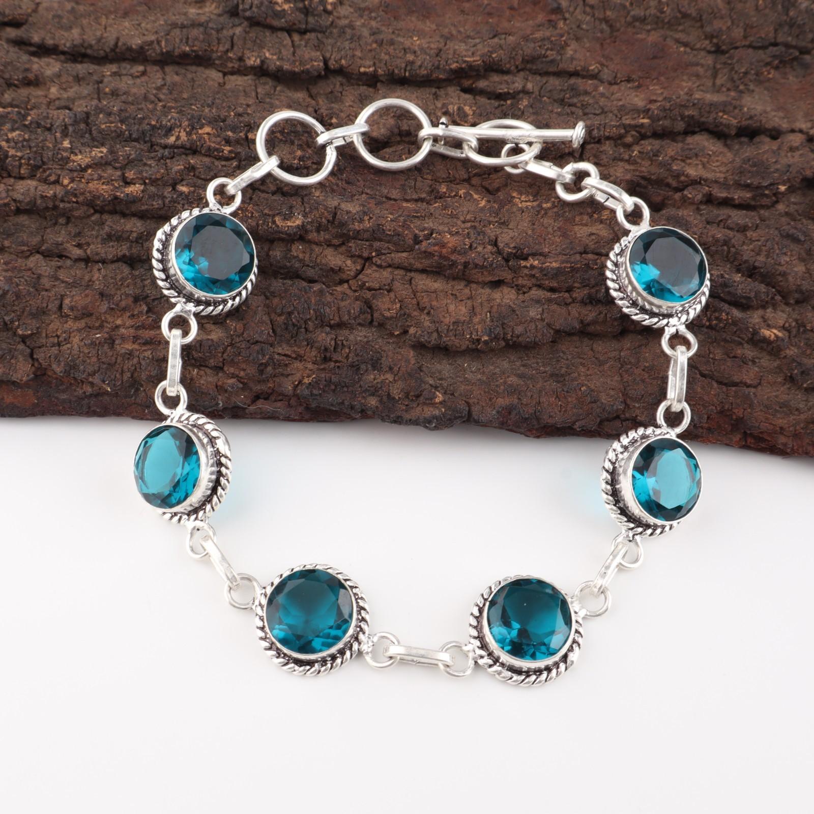 

Апатит Драгоценный камень 925 Стерлинговое серебро Ювелирные изделия ручной работы Браслет 7-9 Подарок на день рождения RB-16-12