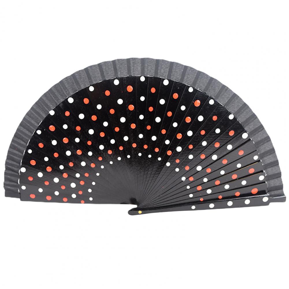 Dot Print Spainish Fan Double-sided Multicolor Dot Print Folding Fan Beautiful Dancing Fan Office Home Table Decorative Fan