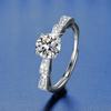 925 Sterling Silver Moissanite Love Ring, PT950 White Gold Plated, Colorfast Luxury Women's Band