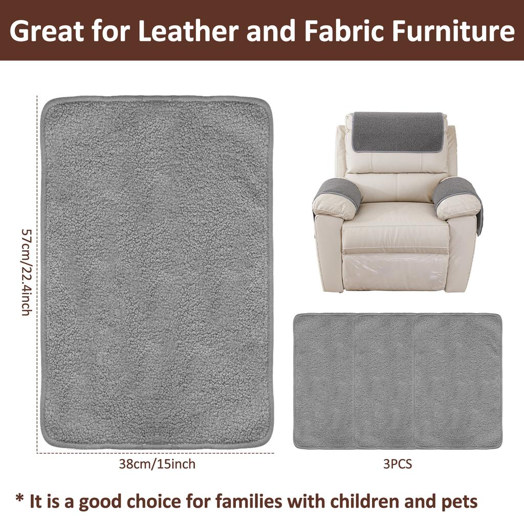 3Pcs Sofa Headrest Cover Soft Polyester Recliner Headrest Protector Wear Resistant Recliner Headrest Cover