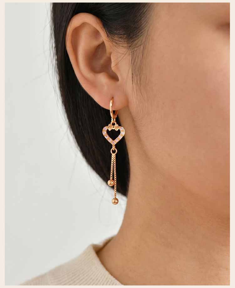 Gold Color Heart Butterfly Drop Earrings for Women Zircon Tassel Ball Hoop Party Wedding Gift Trendy Statement Earrings