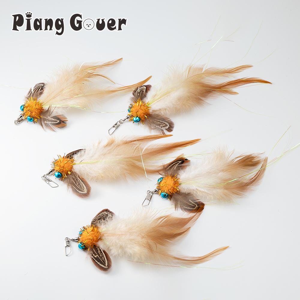 

5pcs Feather Plush Ball Replacement Head Cat Teaser Stick Change Heads Toys Interactive Pet Supplies