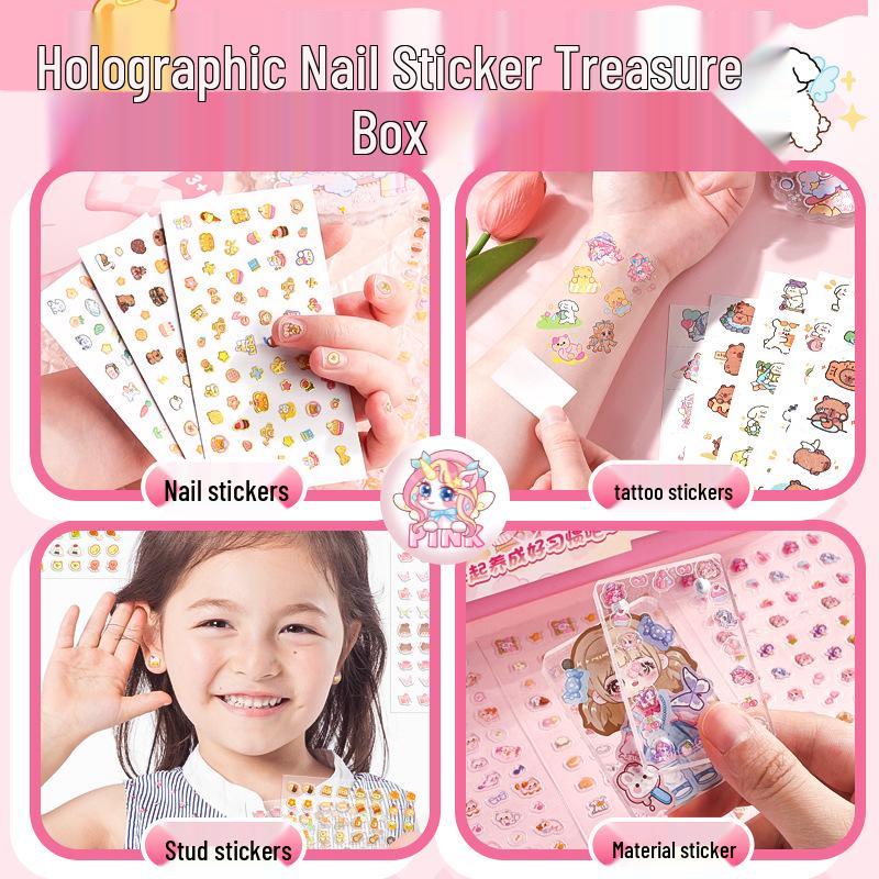 Iridescent Nail Stickers Gift Set: Cute Manicure Toy for Kids