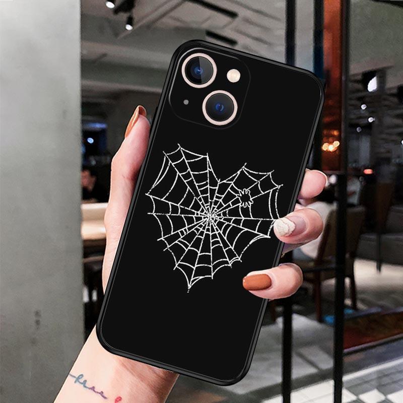Apple Iphone15 Mobile Phone Case Luxury Color Spider Web Spider Web Mobile Phone Case Hair Painting Anti-Drop Huawei Three
