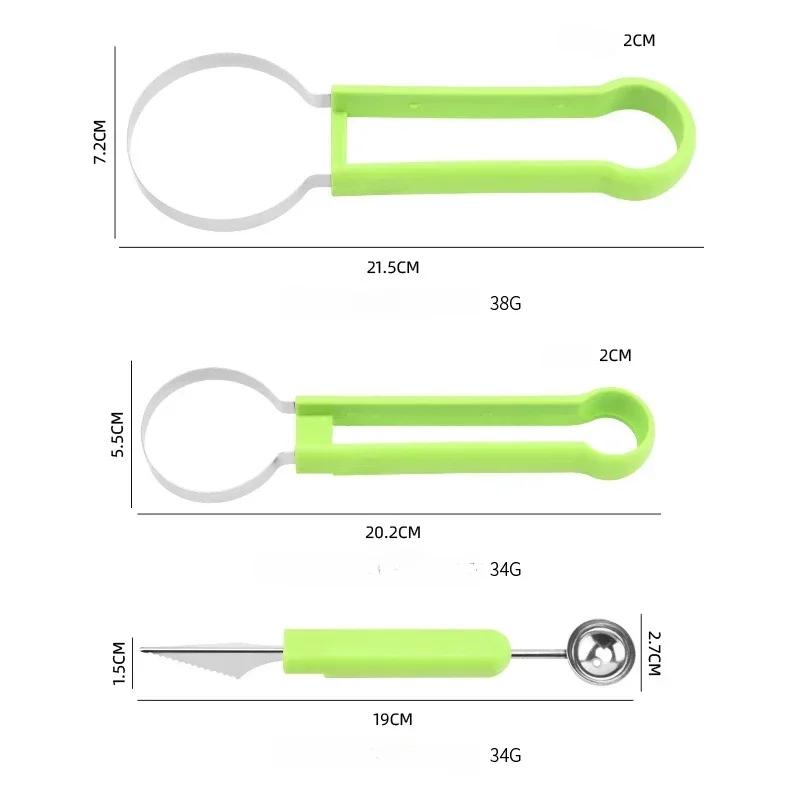 3-in-1 Fruit Ball Scooper Digging Spoon Fruit Tools  Knife Peeler Pitaya Kiwi Berry Fruit Avocado Slicer Pulp Flesh Separator