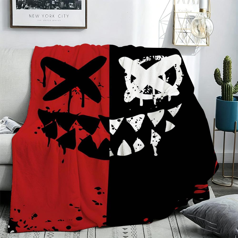 1pcGraffiti Monster Face BlanketSuitable for Beds, Sofas, Chairs, and Living Room Decor; All-season Use