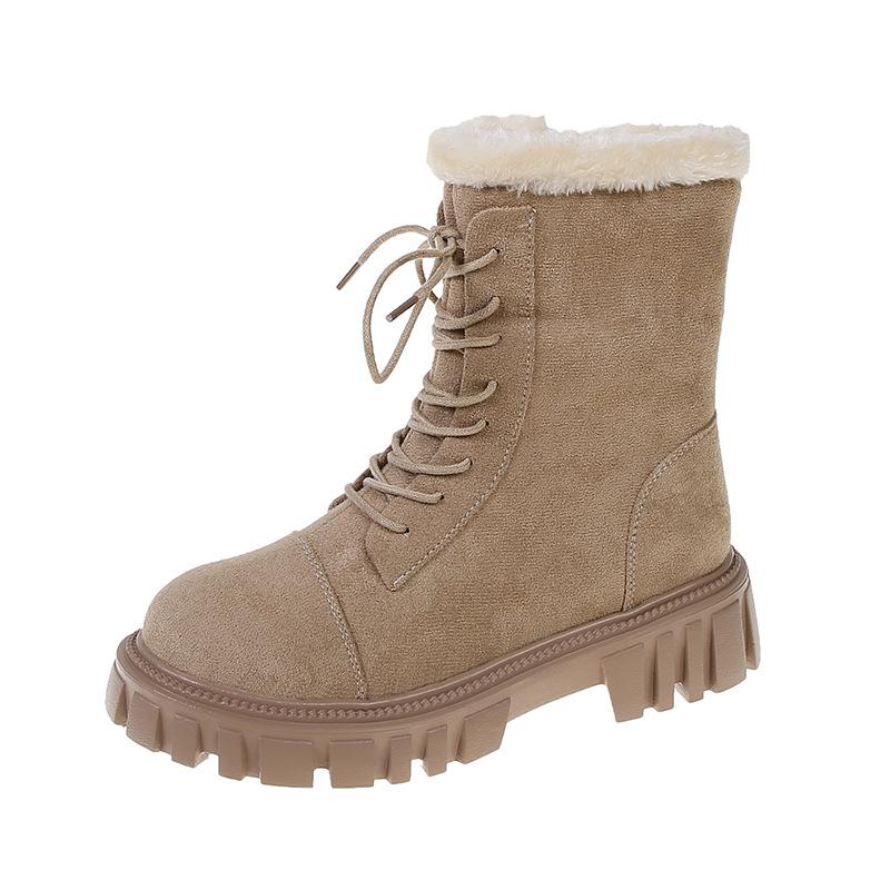 

Повседневные зимние ботинки женские осенне-зимние новые теплые и с бархатной подкладкой средней высоты модные короткие ботинки в гонконгском стиле детские 40 хаки