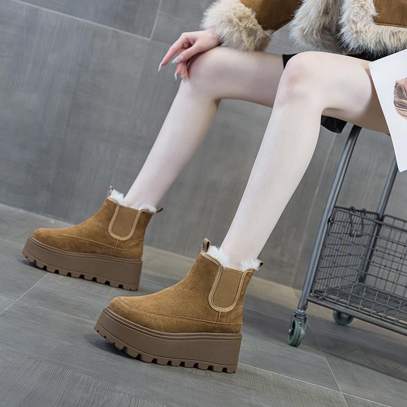 Snow Boots Women's Winter Small Thick-soled Inner Height-increasing Short Boots Cold-proof and Hairy Casual Warm Women's Boots