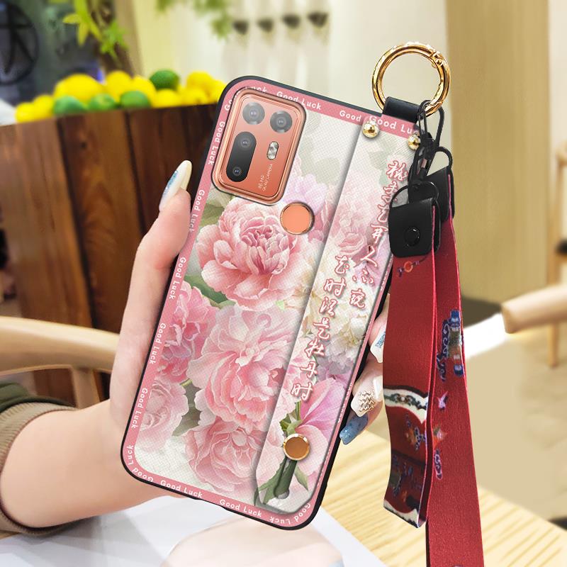 Lanyard Fashion Phone Case For HTC Desire 20 Plus/D20+ Kickstand Wristband Shockproof Waterproof Wrist Strap Silicone