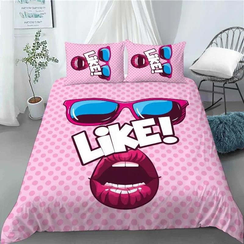 3D Hip Hop Art Style Duvet Cover Cool Rock and Roll Style Quilt Cover with Pillowcase for Kid Home Bedroom Decor King Queen Size