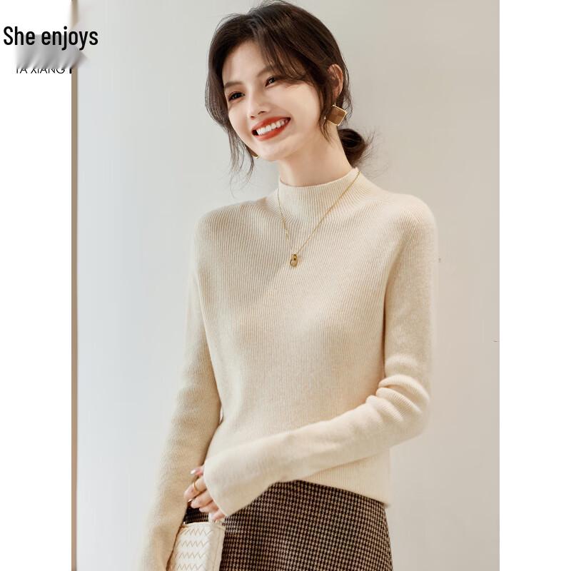 Women's 100% Wool Half-High Collar Sweater