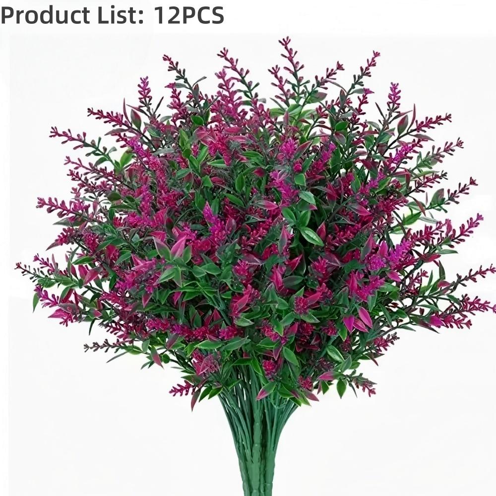UV-Resistant Artificial Lavender Bouquets - Vibrant  Floral Arrangements for Outdoor Garden, Porch, Window Sill, Home Decor