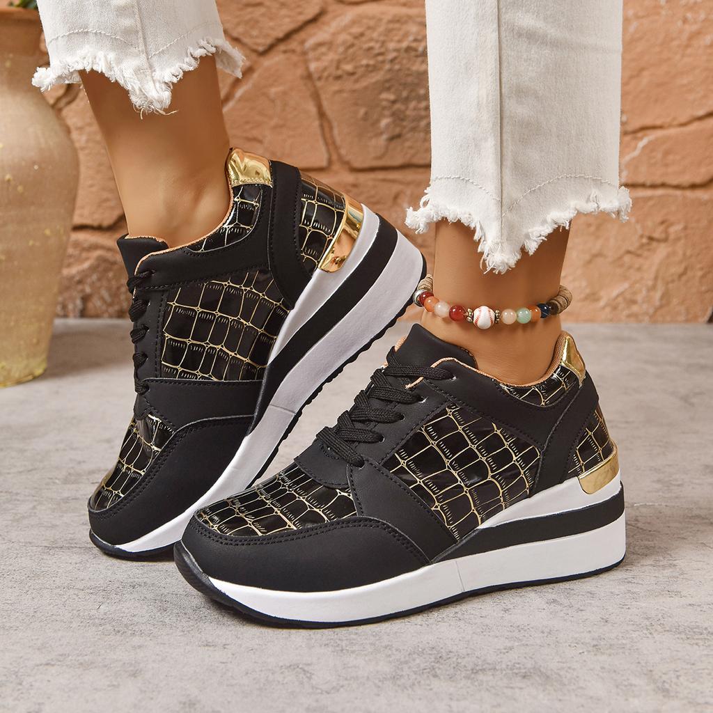 Fashion Spring Autumn Women Sneakers 2025 New Outdoor Lace Up Casual Sports Shoes Women Platform Round Toe Low-top Wedges Sneakers Women