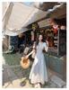 High quality] "Princess on the Run Dress" summer short-sleeved dress women's pure cotton vacation style, thin waist jumpsuit
