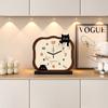 Cute Cartoon Cat Swinging Pendulum Table Clock, Creative Wooden Luxury Desktop Ornament Clock for Living Room, Office & Kids Room Decor Gift
