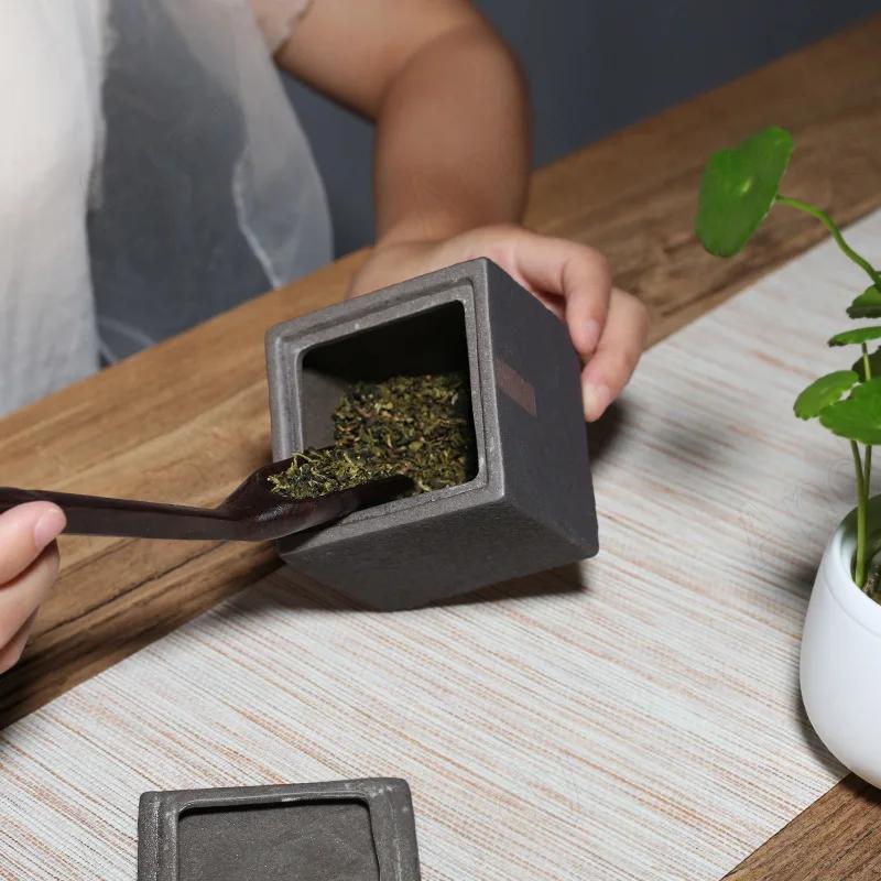 Retro Hand Scrub Decor Jar Coffee Table Tabletop Tea Caddy Home Decor Creative Ceramic Storage Jar Bedroom Cosmetic Container