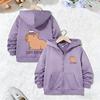 Funny Trendy Hoodie Capybara Birthday Jacket for Boys Girls Zipper Spring and Autumn Animal Cartoon Sweatshirts Zip Up