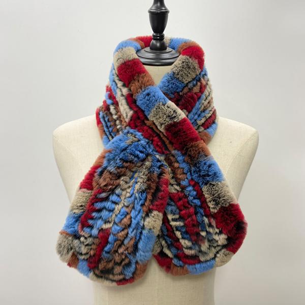 Rex Rabbit Fur Knitted Scarf Foulard Fashion Solid Shawls Rectangle Scarves for Ladies Winter Warm Real Fur Shawls