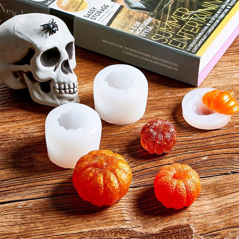 WTEMPO Pumpkin Silicone Molds Halloween Resin Molds Thanksgiving Candle Epoxy Maple Molds Mixed Ghost Mold for Fall DIY Craft Making Decor Supplies