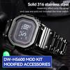 MOD Kit Metal Watch Case, Bezel Band, Strap, 316 Stainless Steel Bracelet, Compatible with Casio and G-SHOCK Men's DW-H5600 (Black Set)