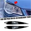 Car Headlight Eyebrow Eyelids Cover For VW POLO 4 MK4 9N 9N3 2005-2009 Glossy Black Headlamp Eye Lids Sticker Trim